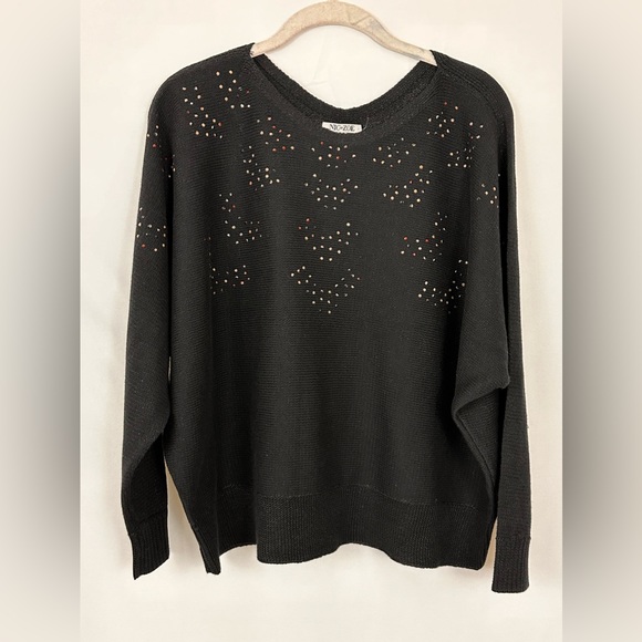 Nic & Zoe Constellation Black Onyx Sweater  Iridescent Embellishments Do… - Picture 3 of 10